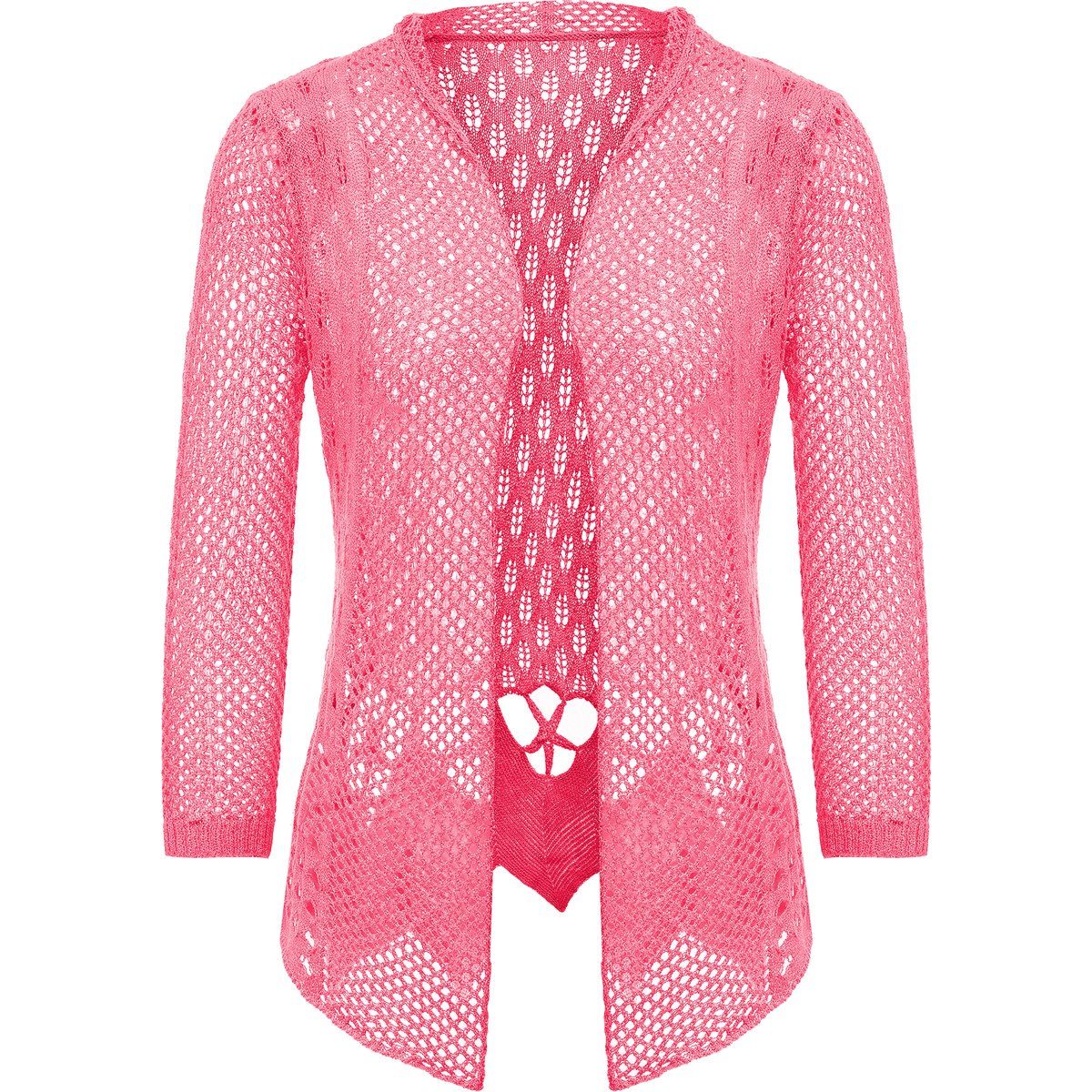 Asymmetrische Strickjacke mit Lochmuster