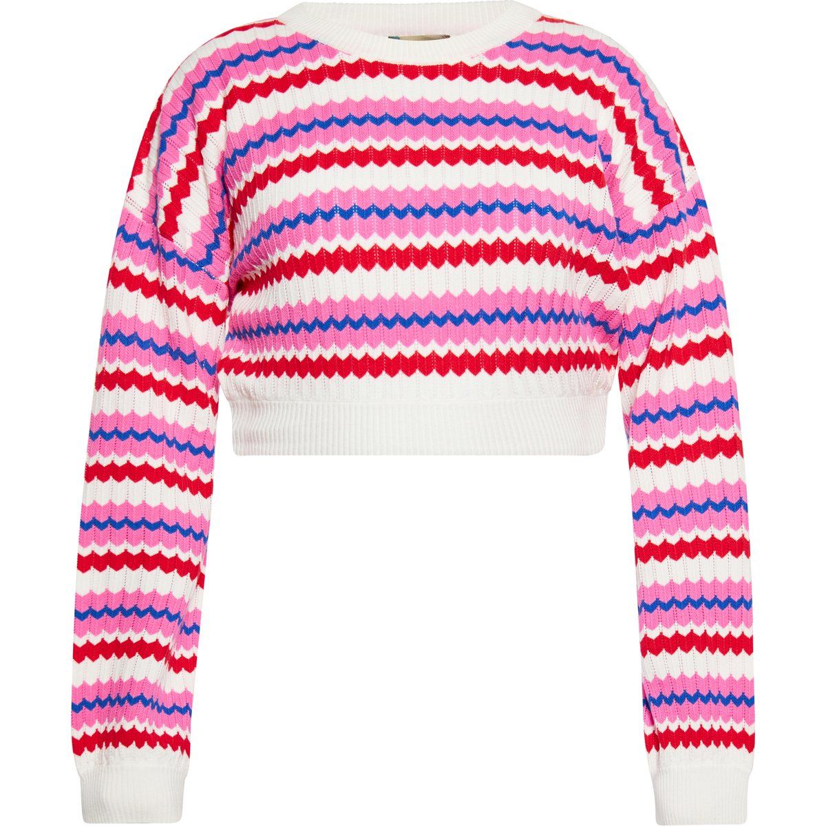 Kurzer Strickpullover mit Zickzackmuster