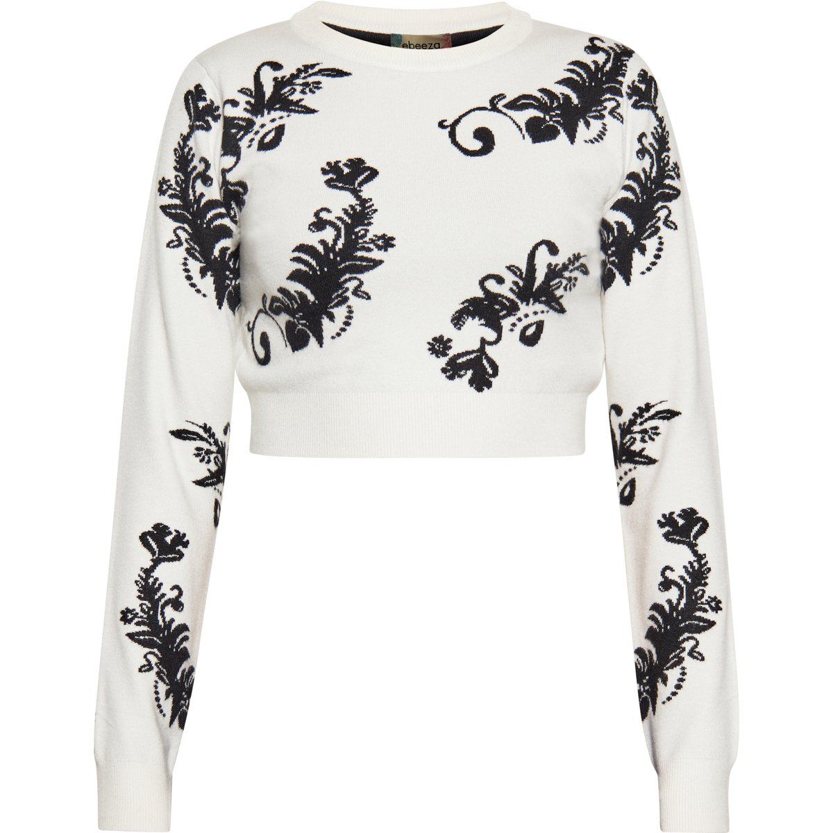 Kurz geschnittener Pullover mit Blumenmuster