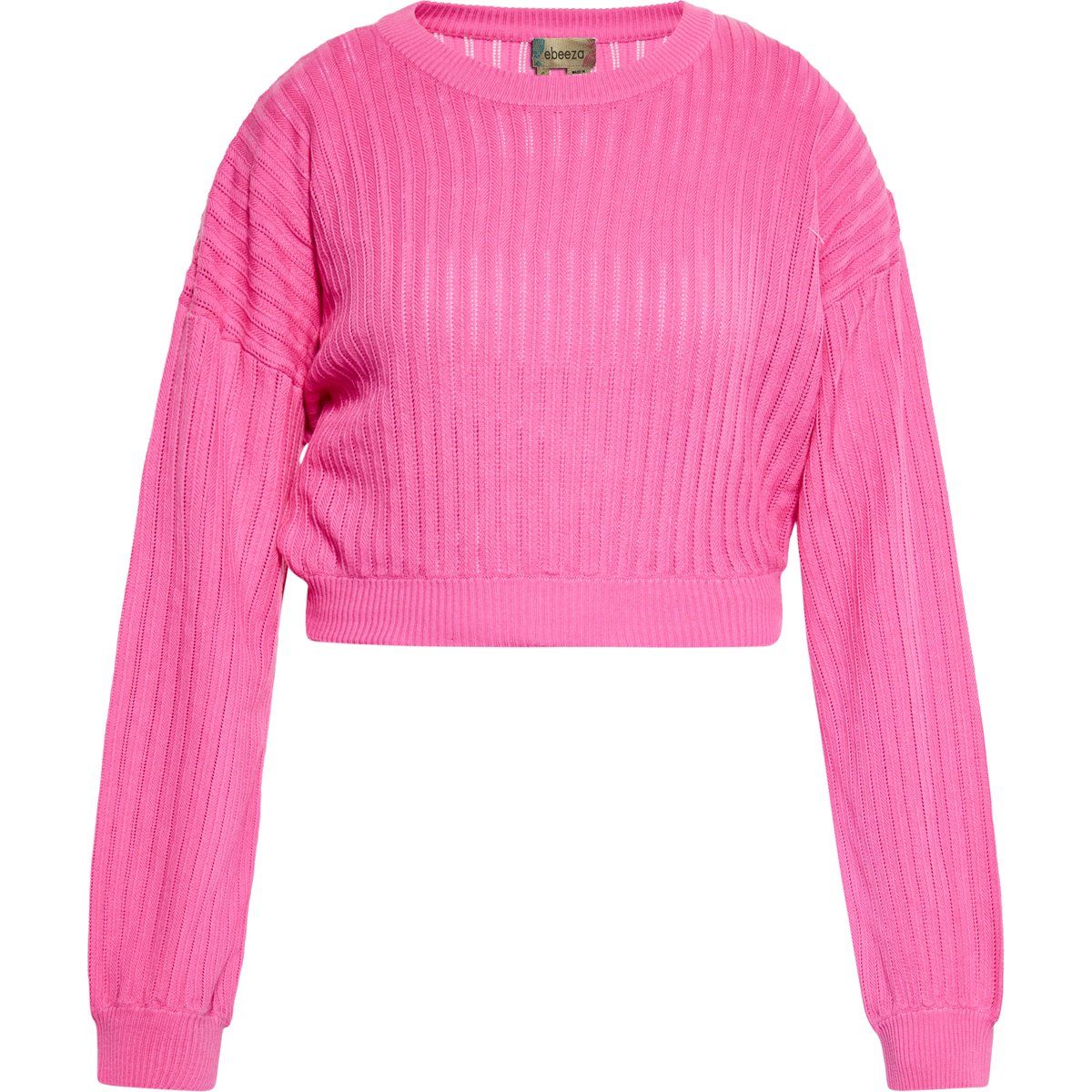 Gerippter Kurzpullover mit Rundhalsausschnitt