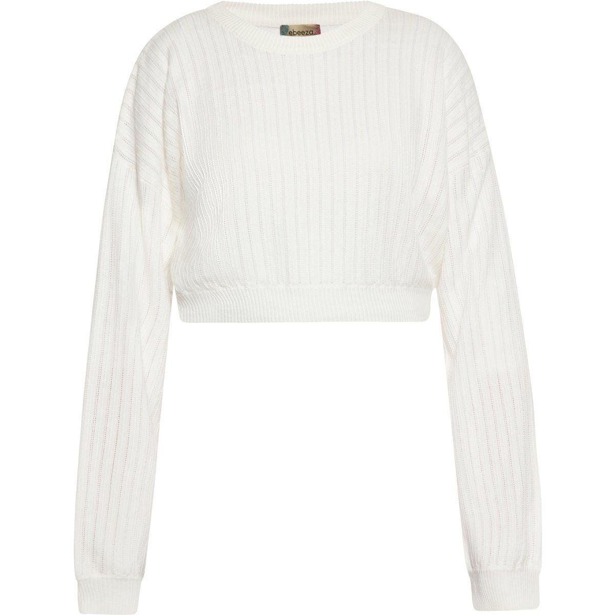 Gerippter Cropped Strickpullover