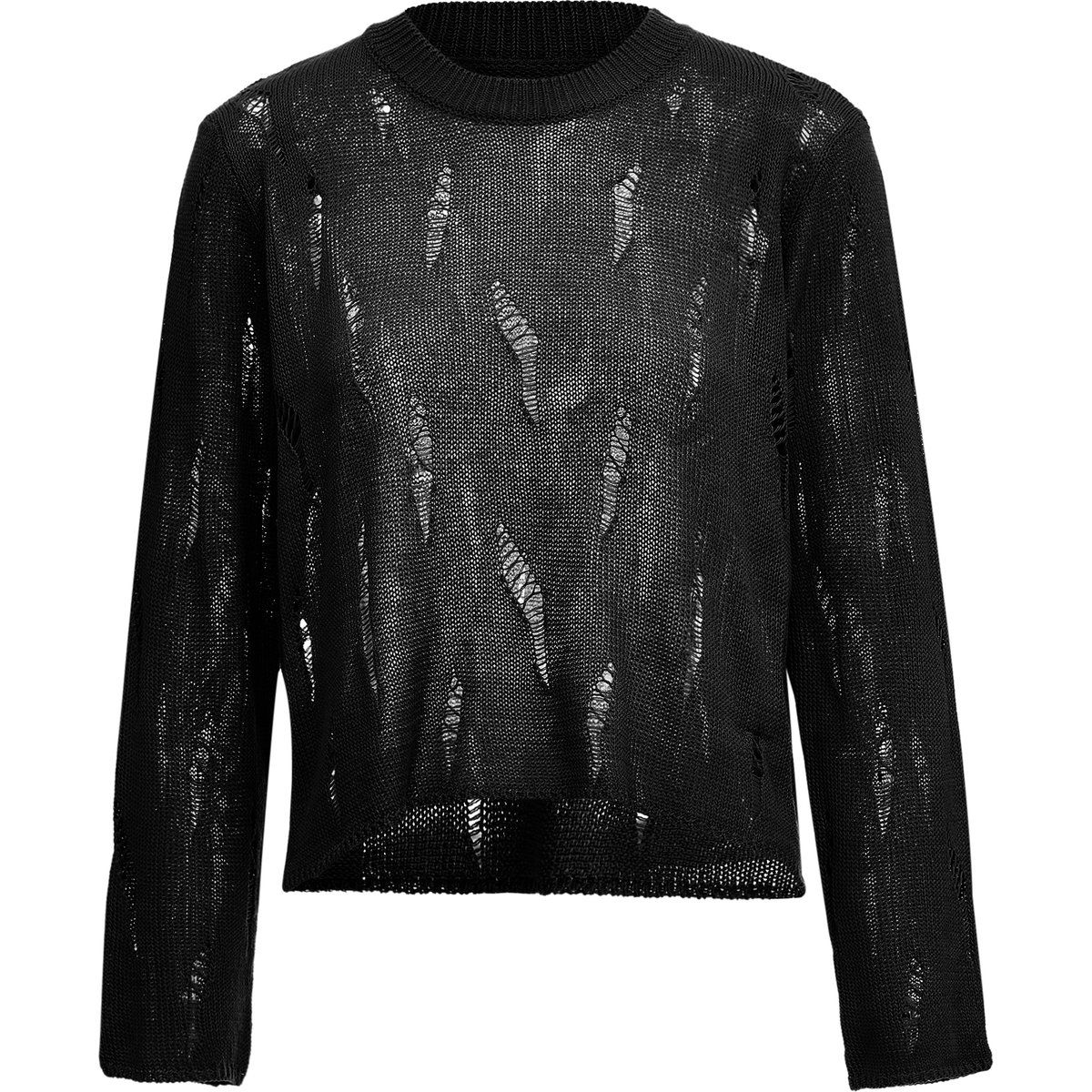 Strukturierter Strickpullover im Distressed-Look
