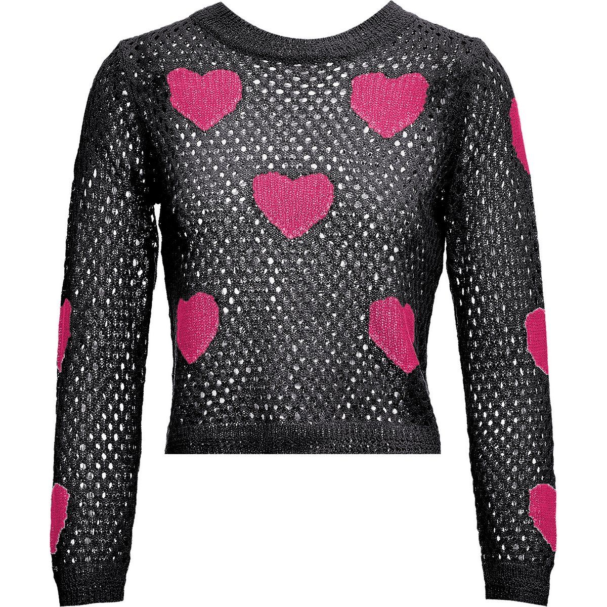 Strukturierter Strickpullover mit Herzmuster