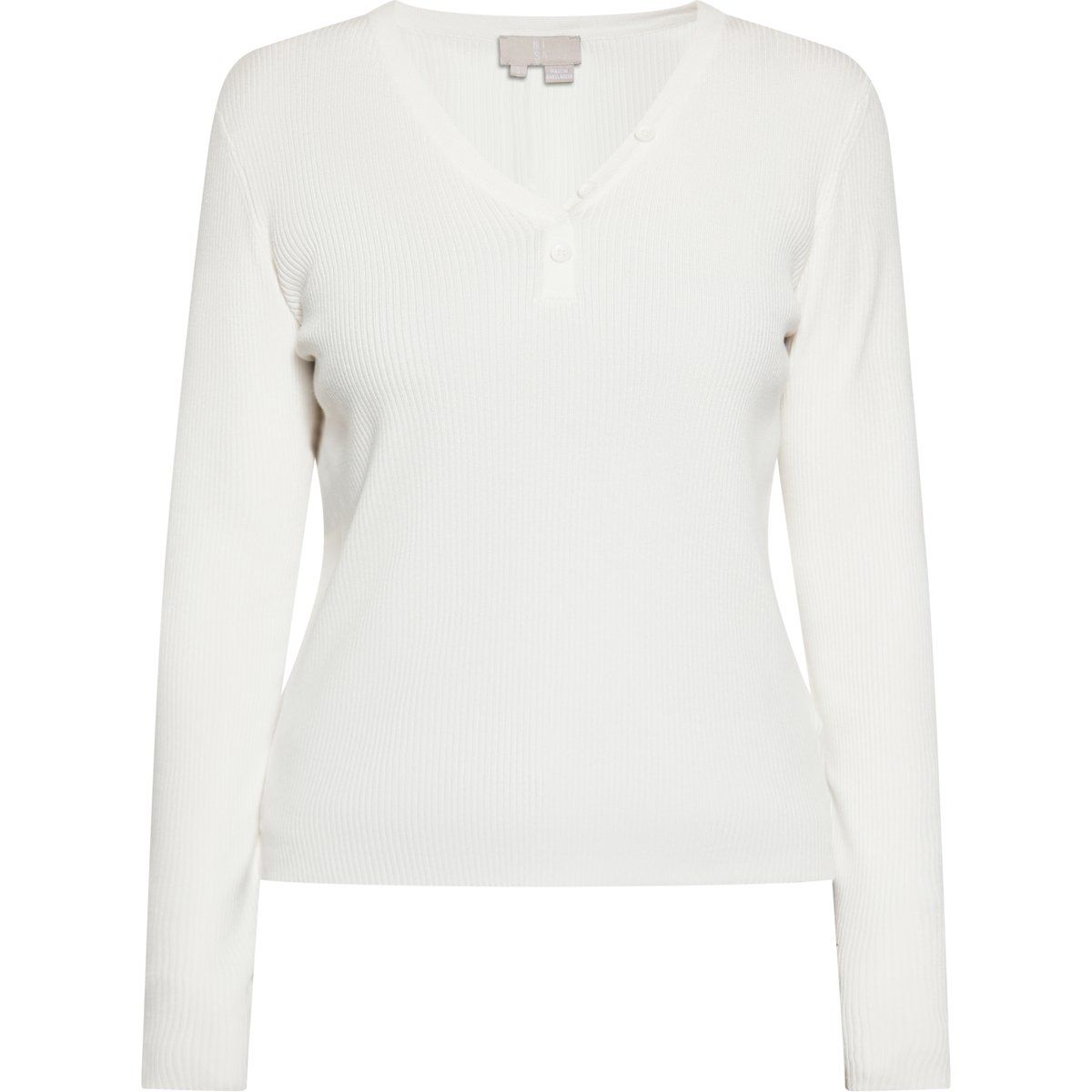 Gerippter Henley-Pullover mit V-Ausschnitt