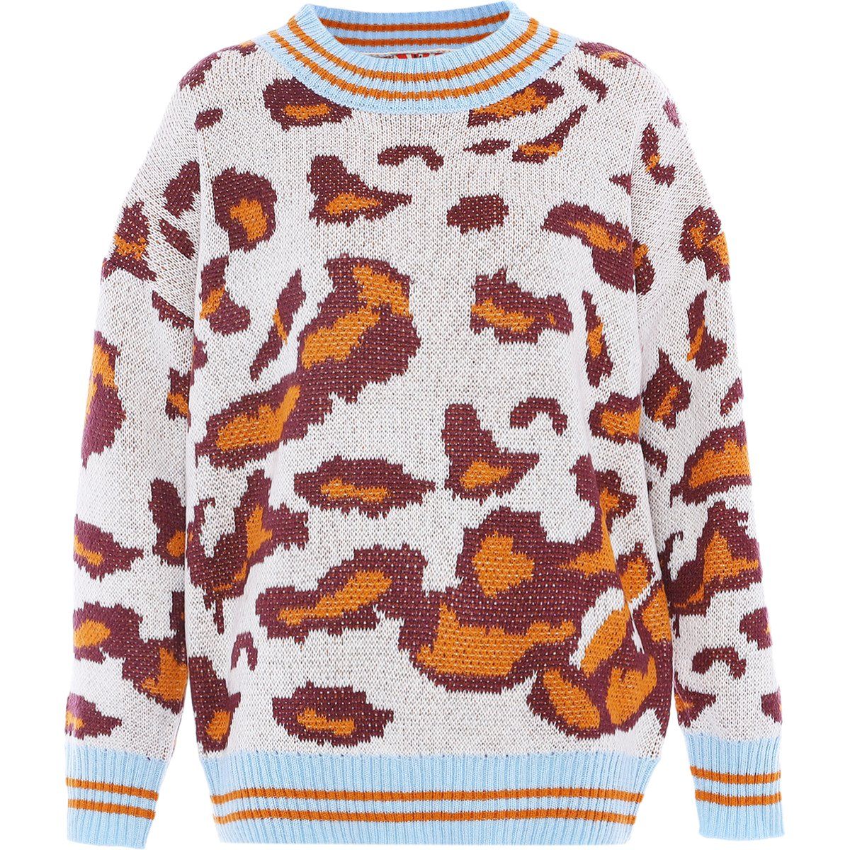 Oversize-Strickpullover mit Leopardenmuster