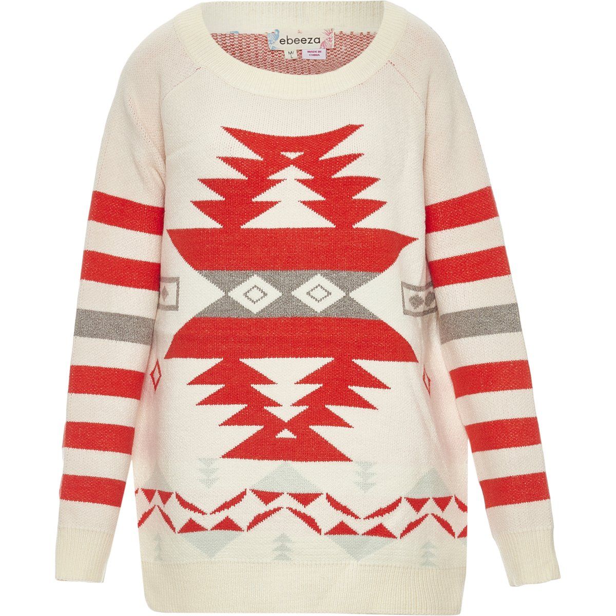 Oversize-Pullover mit Inka-Muster