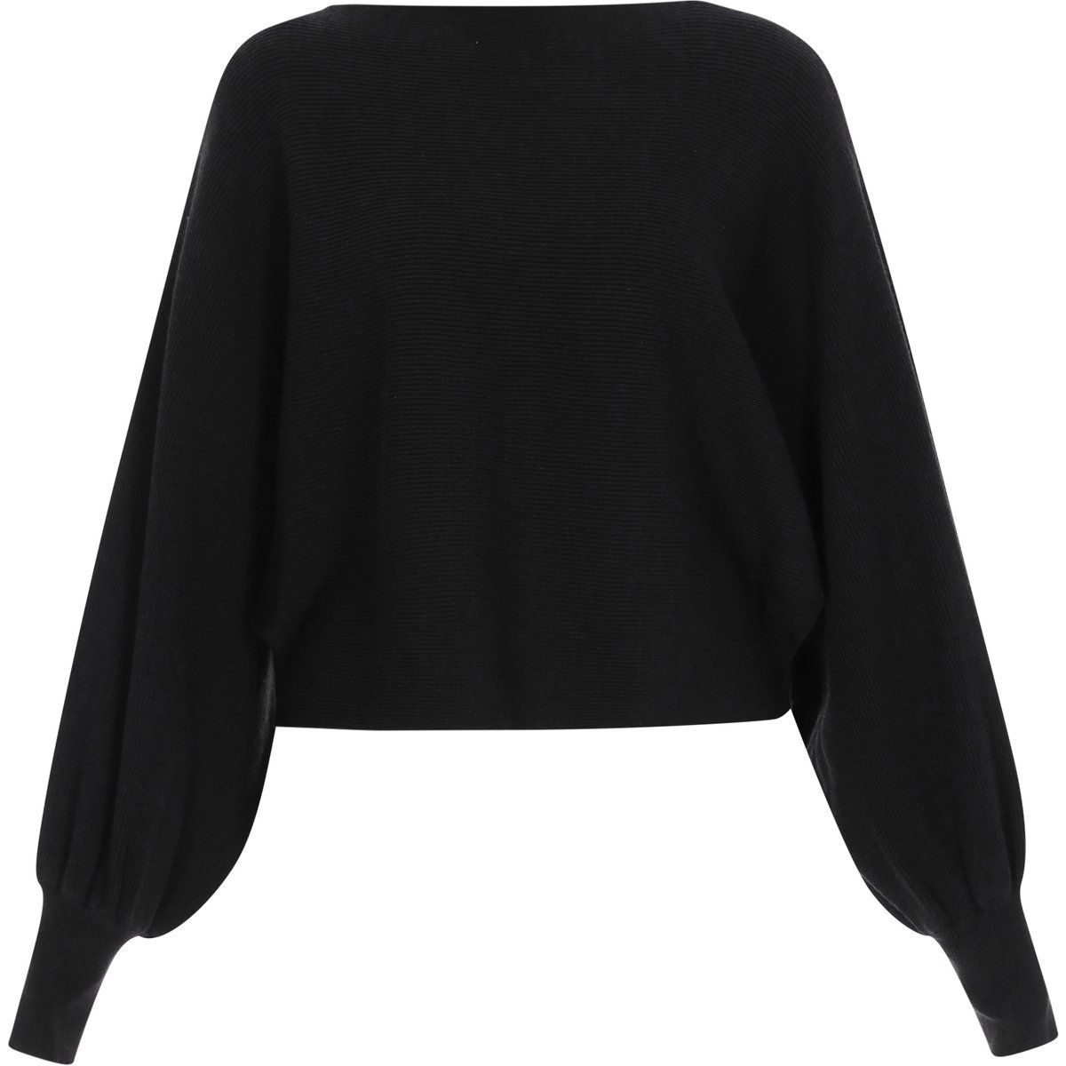 Gerippter Pullover mit Fledermausärmeln