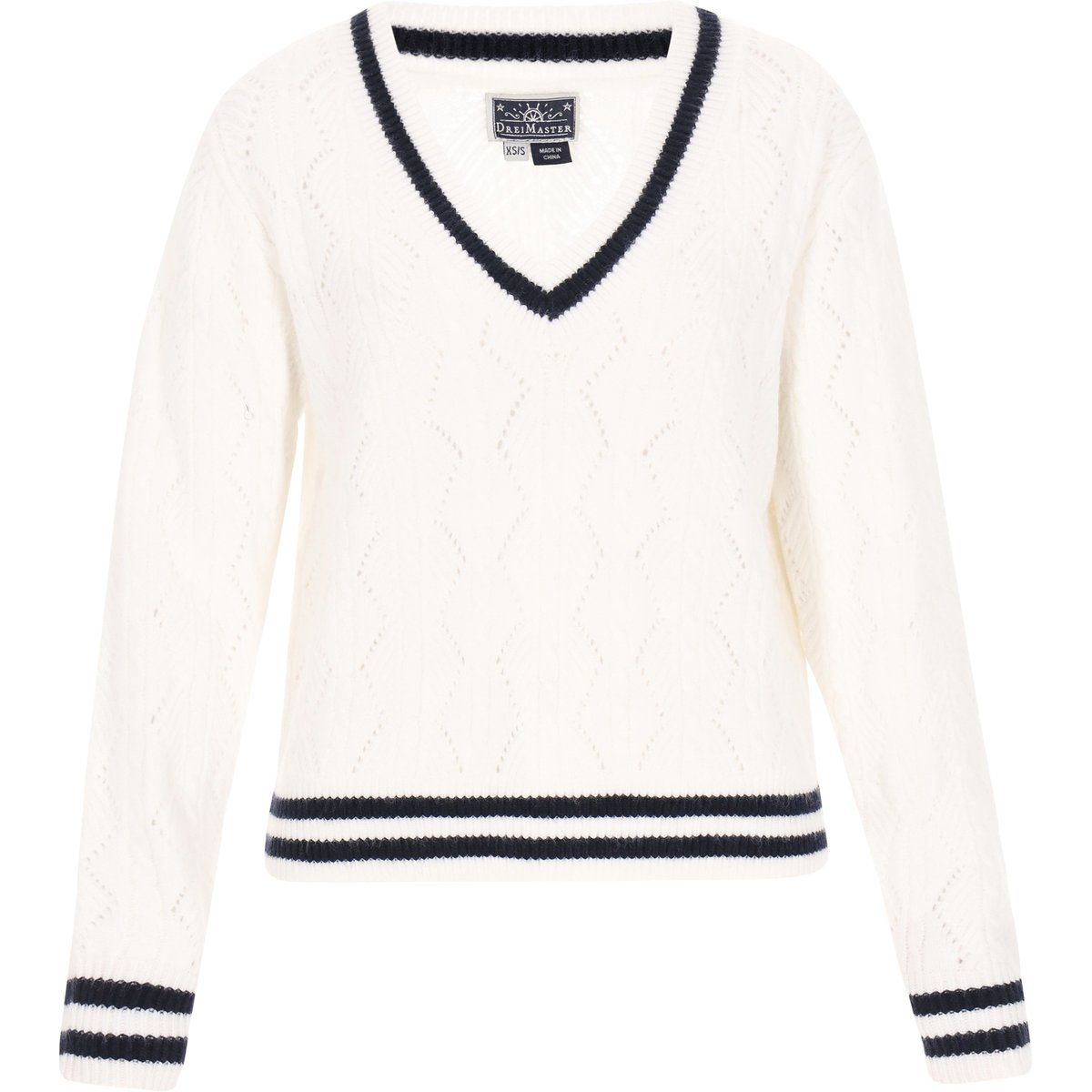 V-Ausschnitt Strickpullover im Maritimen Stil
