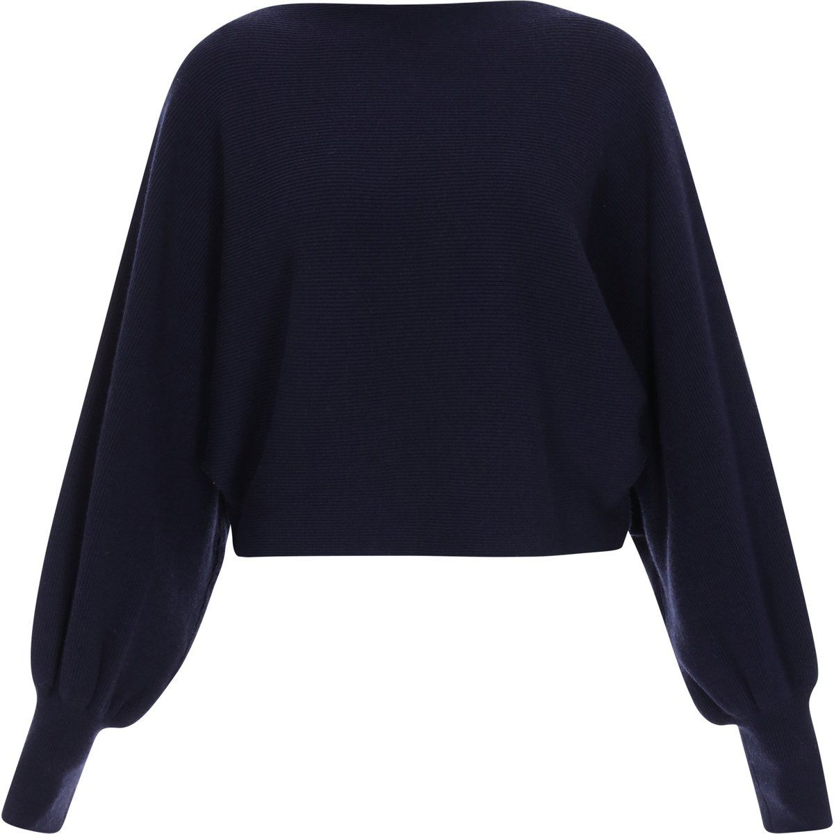 Eleganter Rippstrickpullover mit Fledermausärmeln