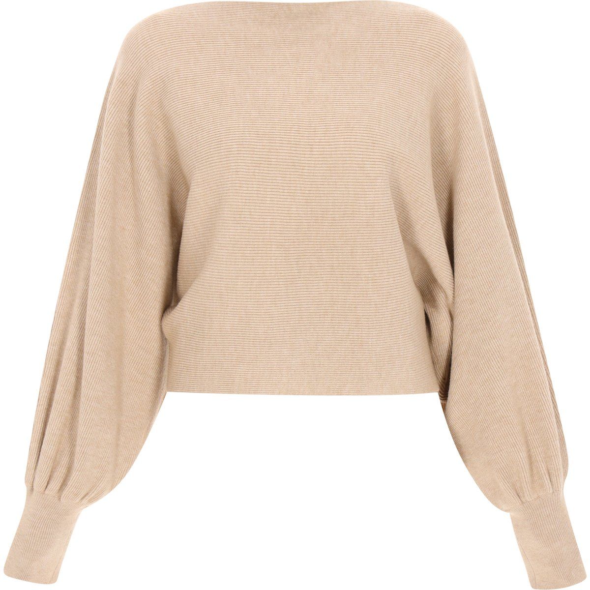 Gerippter Strickpullover mit Fledermausärmeln