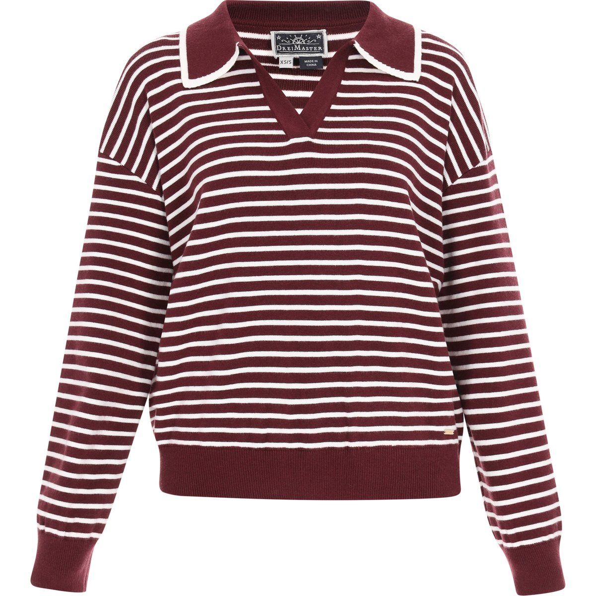 Gestreifter Strickpullover mit Polokragen