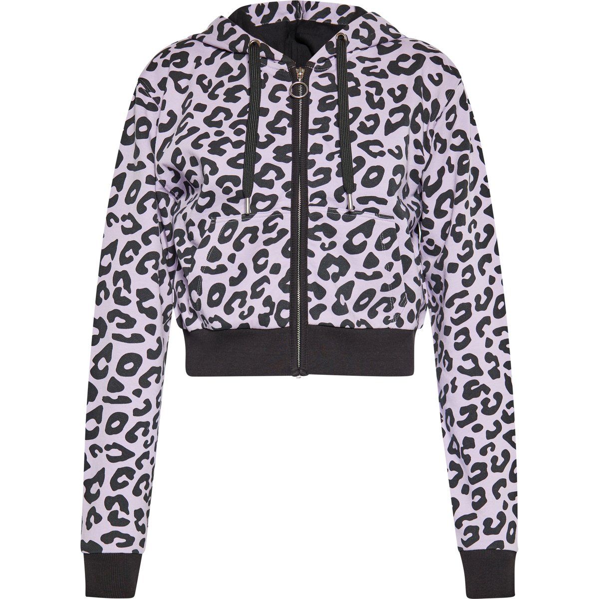 Kurzer Kapuzenpullover mit Leopardenmuster