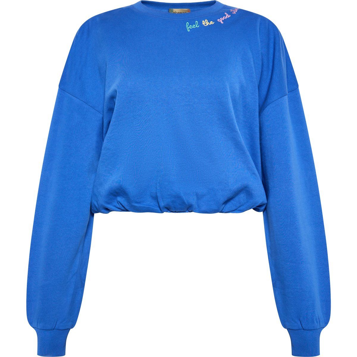 Kurzes Sweatshirt mit gesticktem Schriftzug