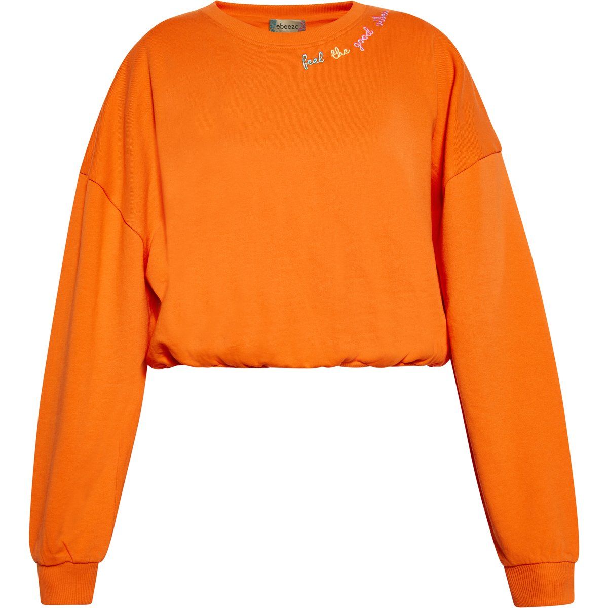 Kurzes Sweatshirt mit gesticktem Spruch