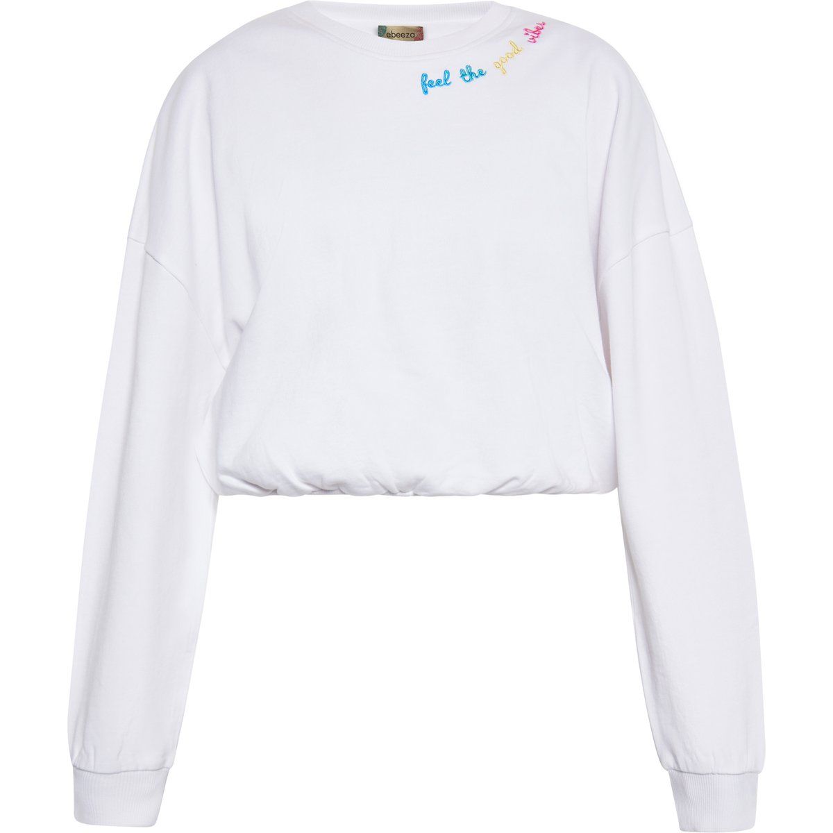 Kurzes Sweatshirt mit Ausschnitt-Stickerei