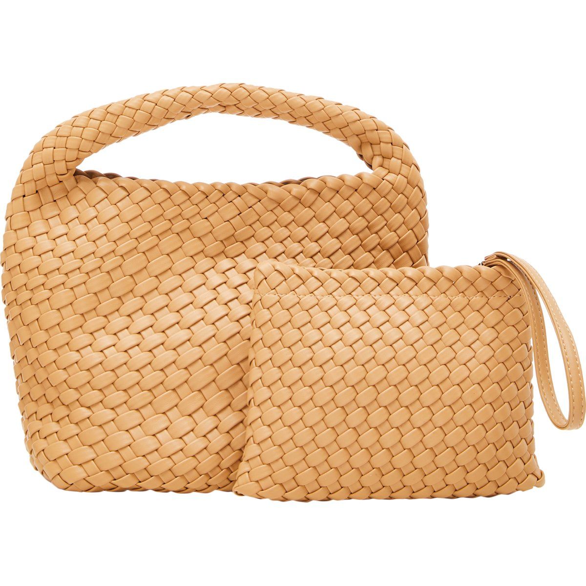 Geflochtene Intrecciato-Tasche mit Beutel