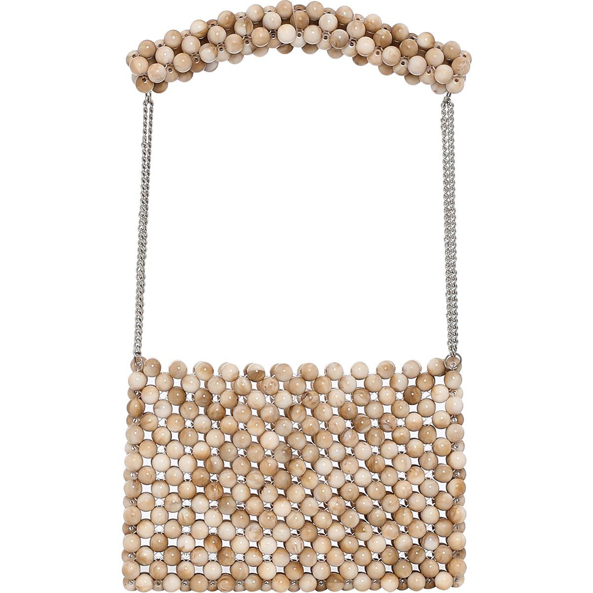 Strukturierte Perlenhandtasche mit Kette