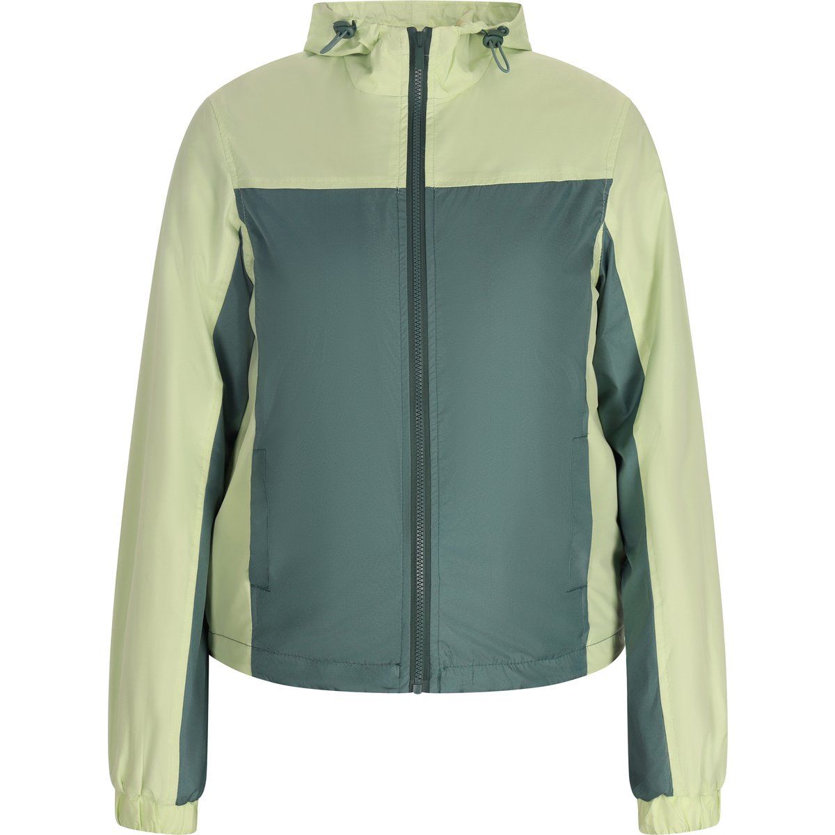 Zweifarbige Windjacke mit Kapuze