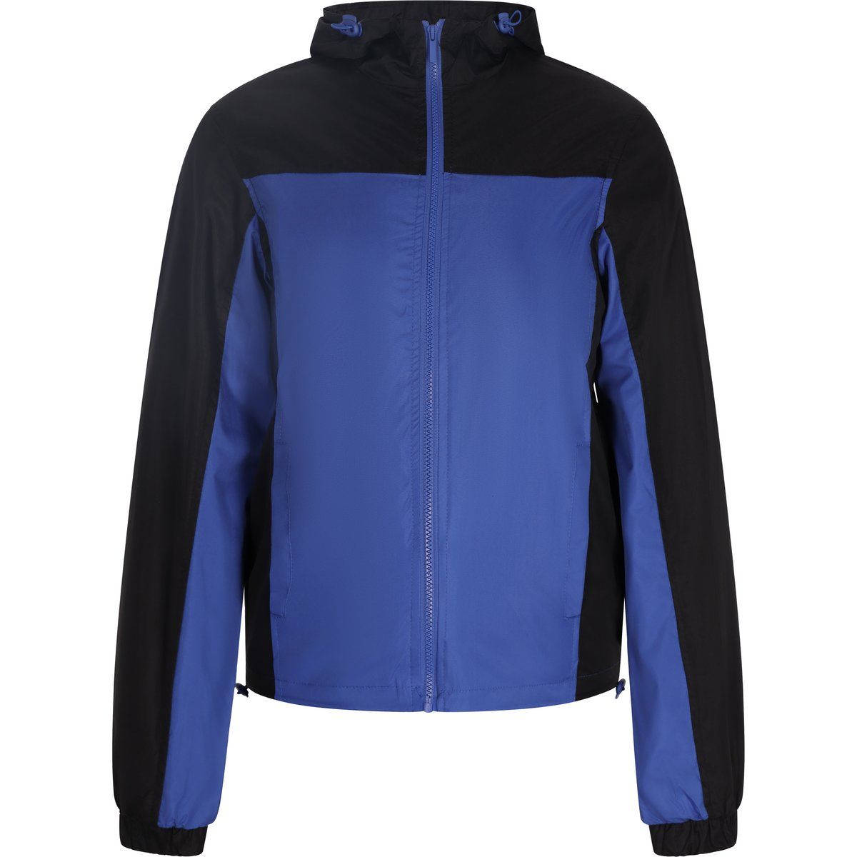 Zweifarbige Windjacke mit Kapuze