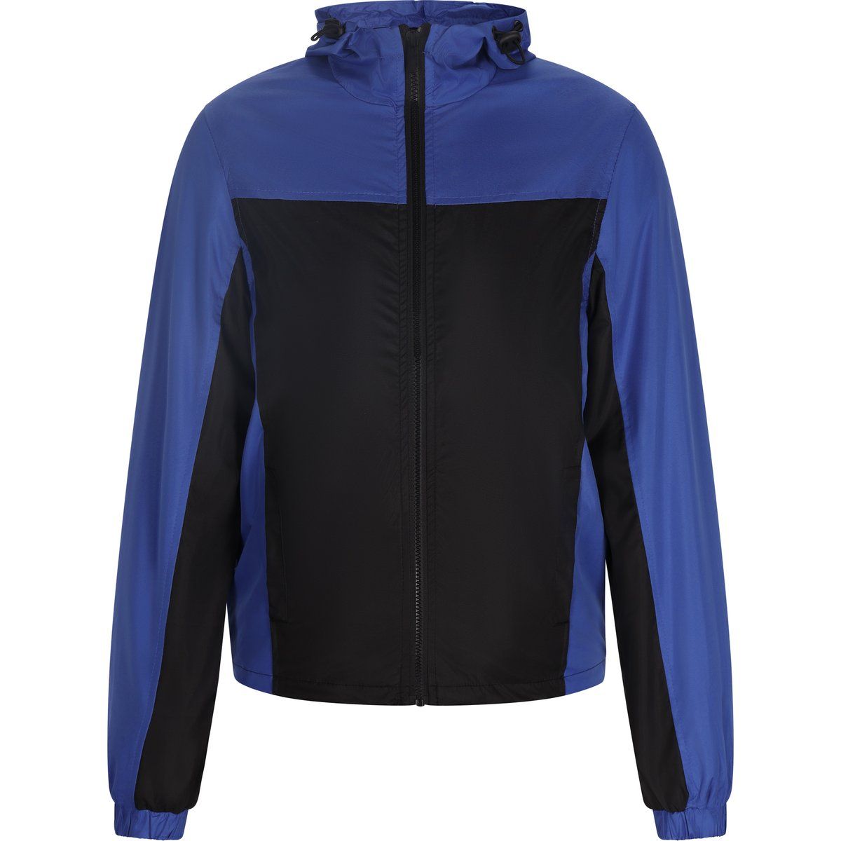 Zweifarbige Windjacke mit Kapuze