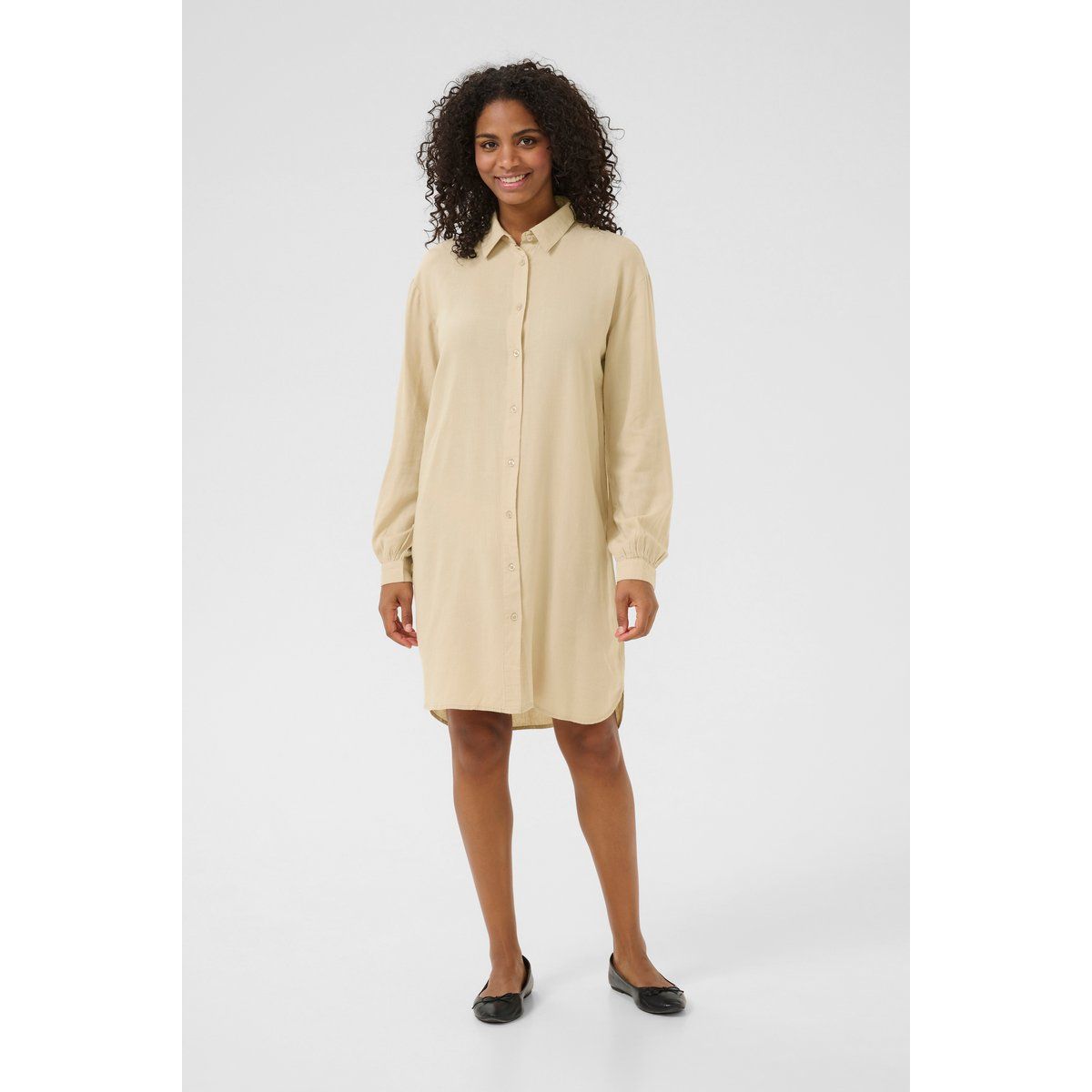 Lockeres Hemdkleid aus Leinenmischung
