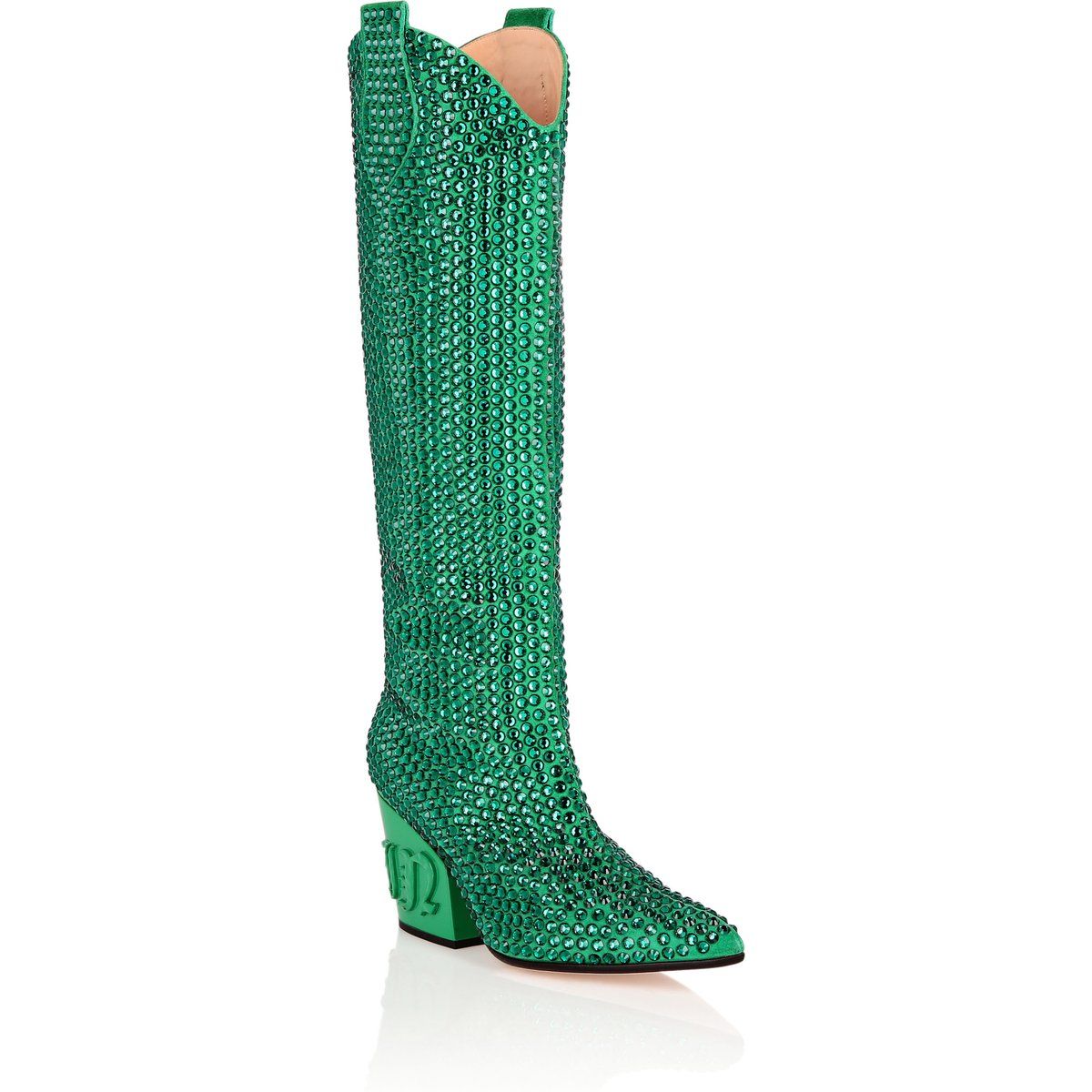 Strassbesetzte Wildleder-Westernstiefel