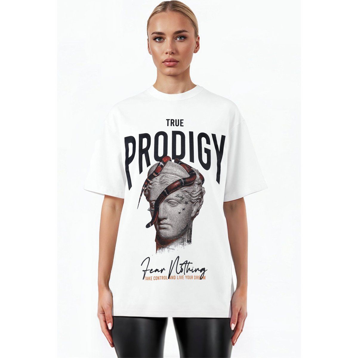 T-Shirt mit Grafik-Print und Skulptur