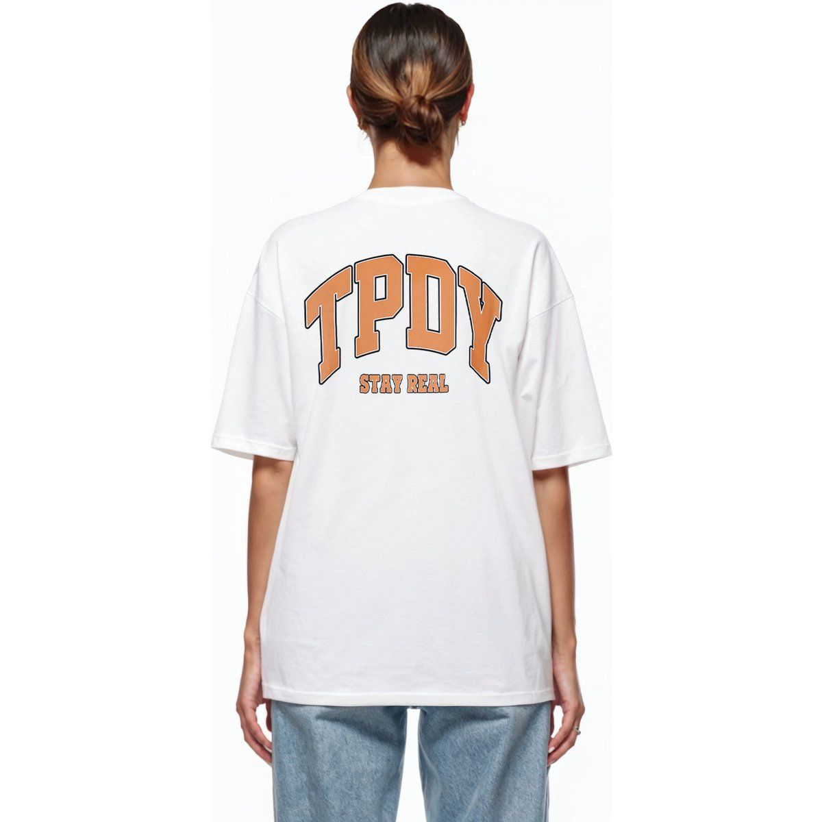 Oversize-T-Shirt mit College-Print