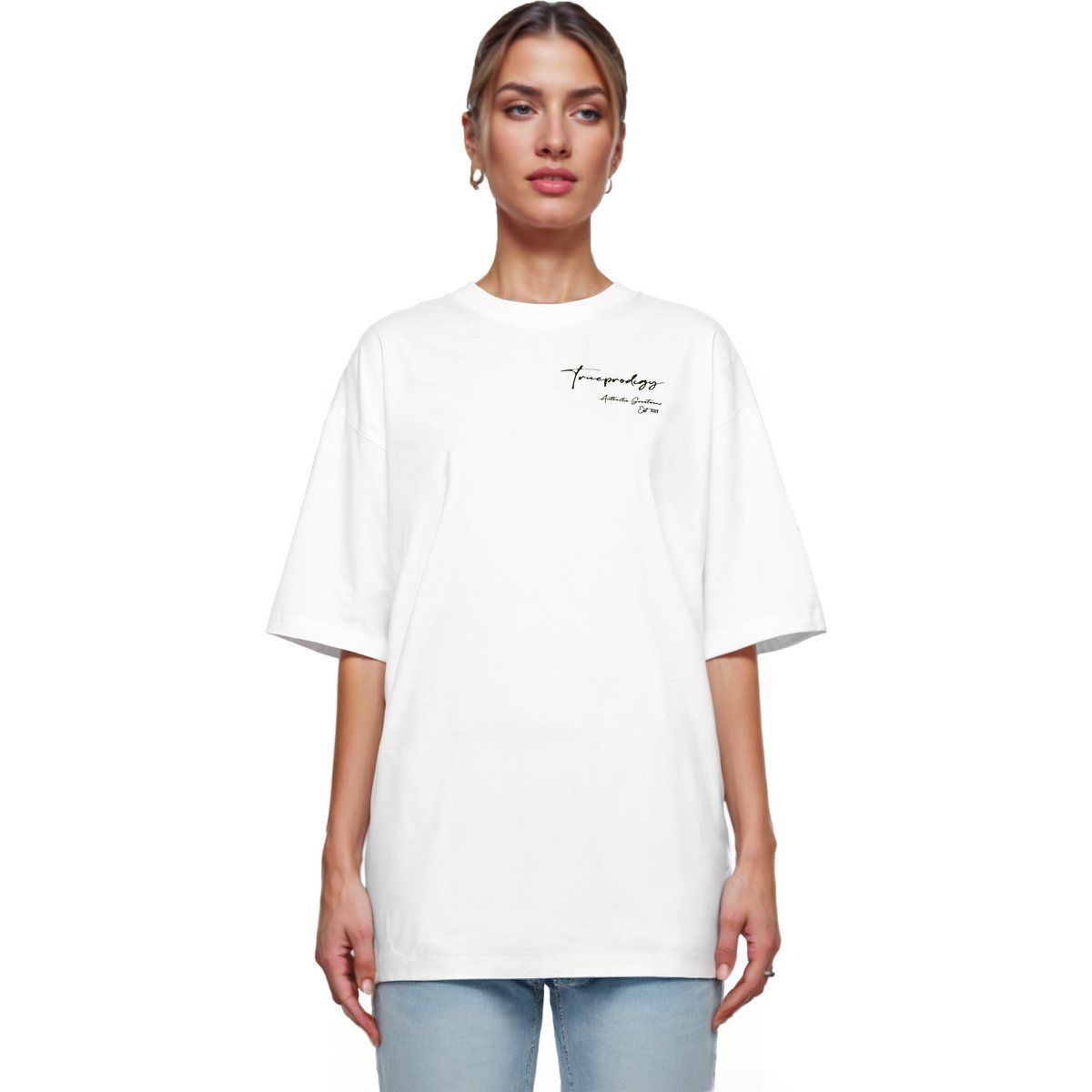 Oversized Baumwoll-T-Shirt mit Schriftzug