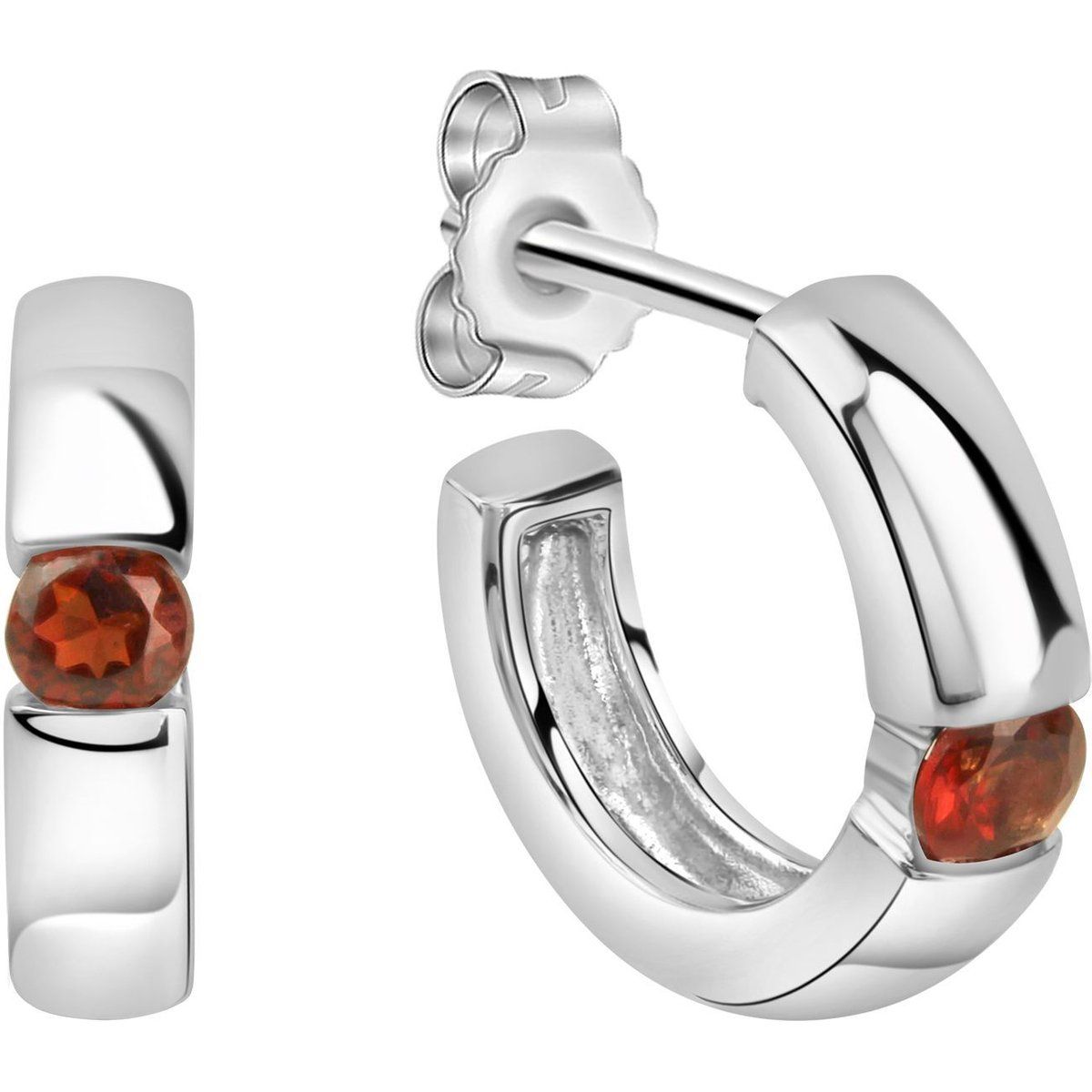 Sterling Silber Creolen mit Granat