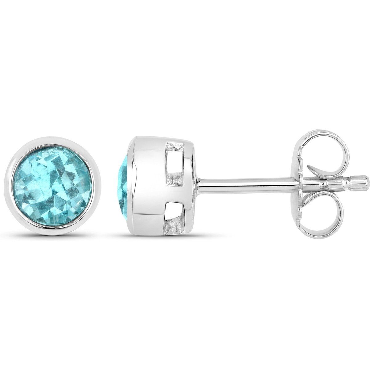 Runde Ohrstecker mit blauem Apatit