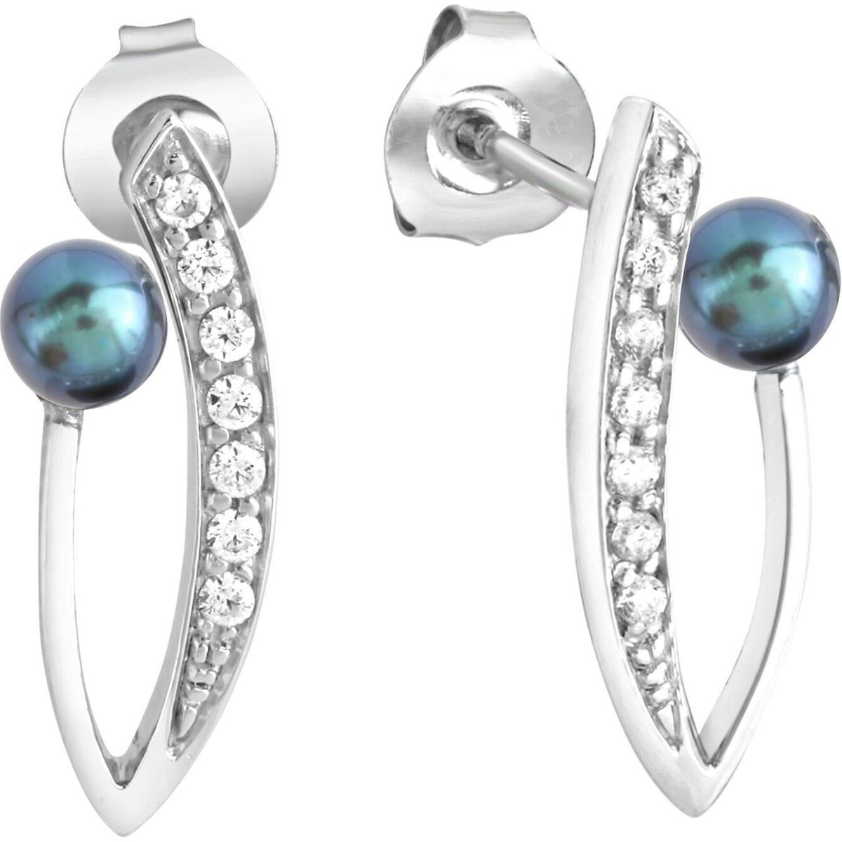 Elegante geschwungene Silberohrringe mit Perle