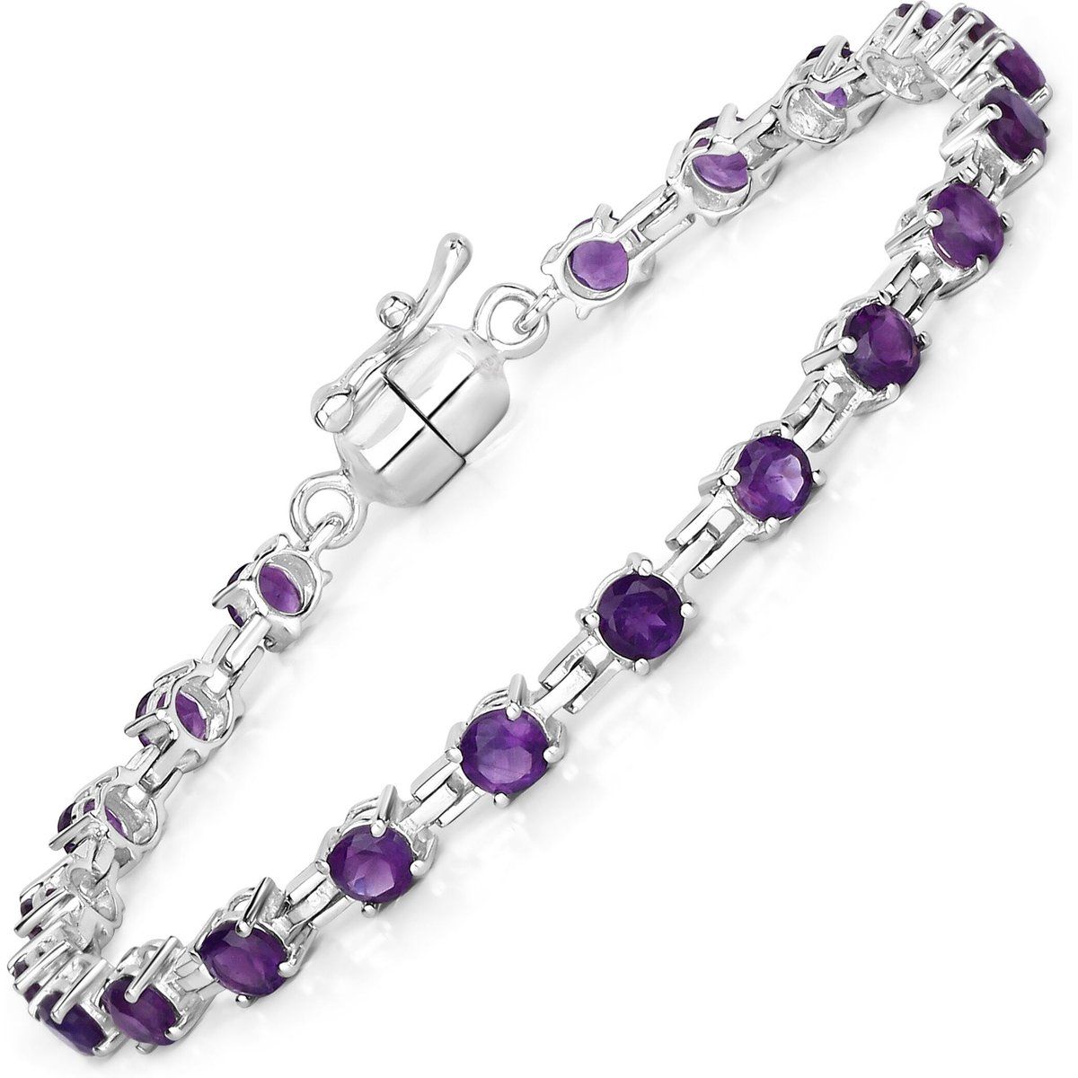 Rundes Amethyst-Armband aus Sterlingsilber