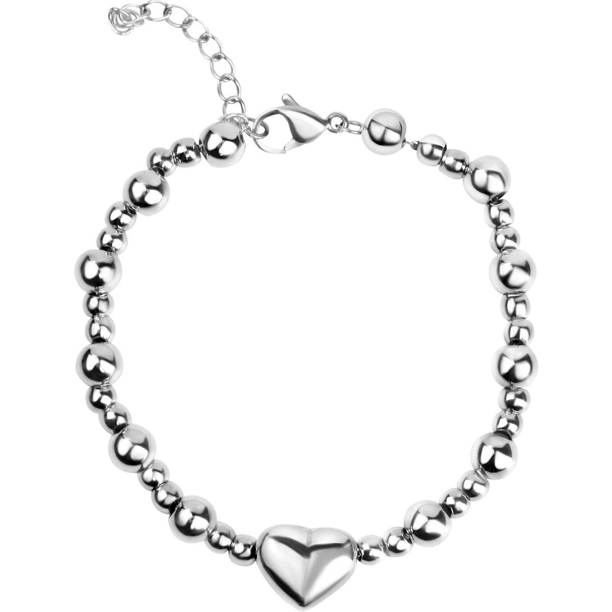 Poliertes Kugelarmband mit Herz-Element