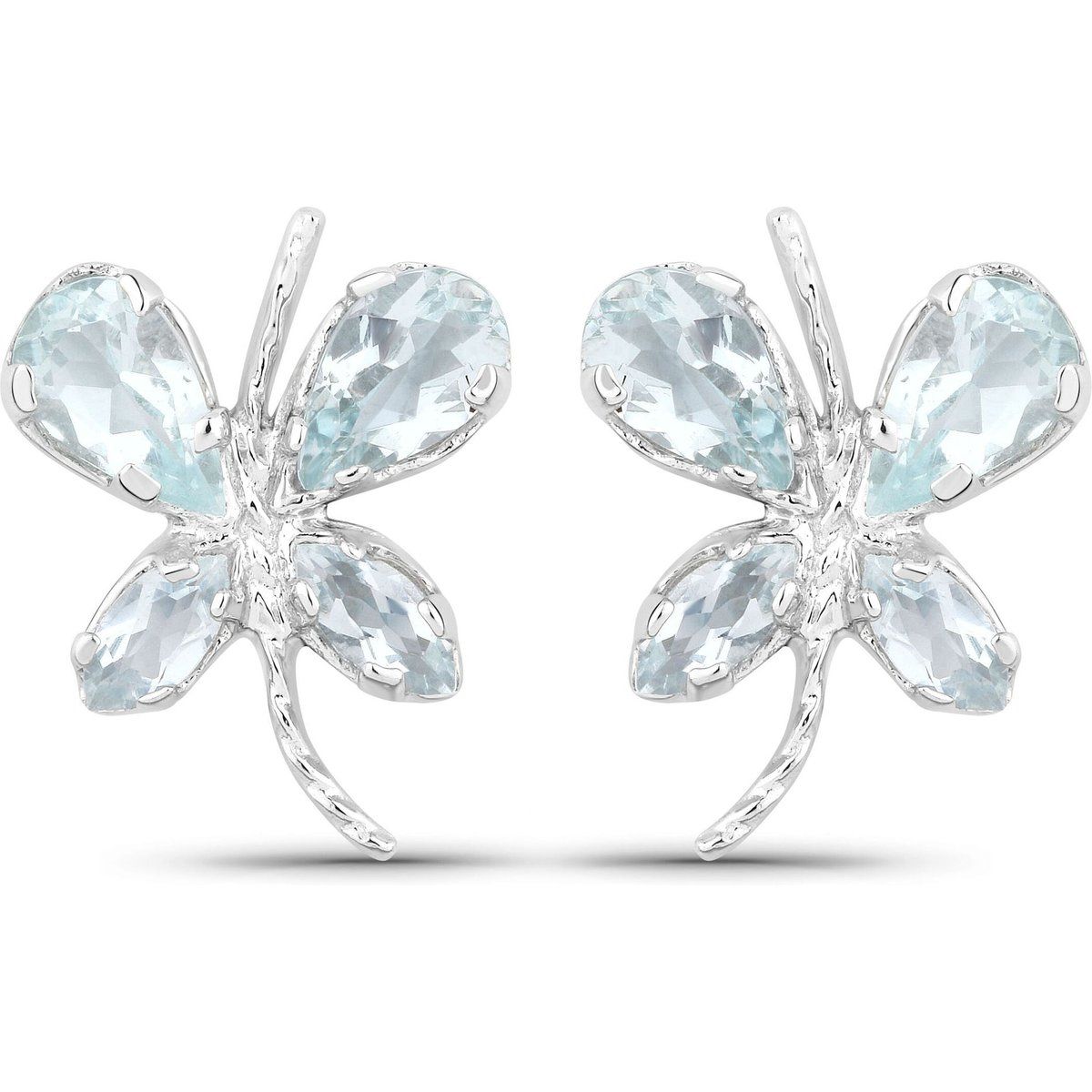 Schmetterling-Ohrstecker mit echtem Aquamarin