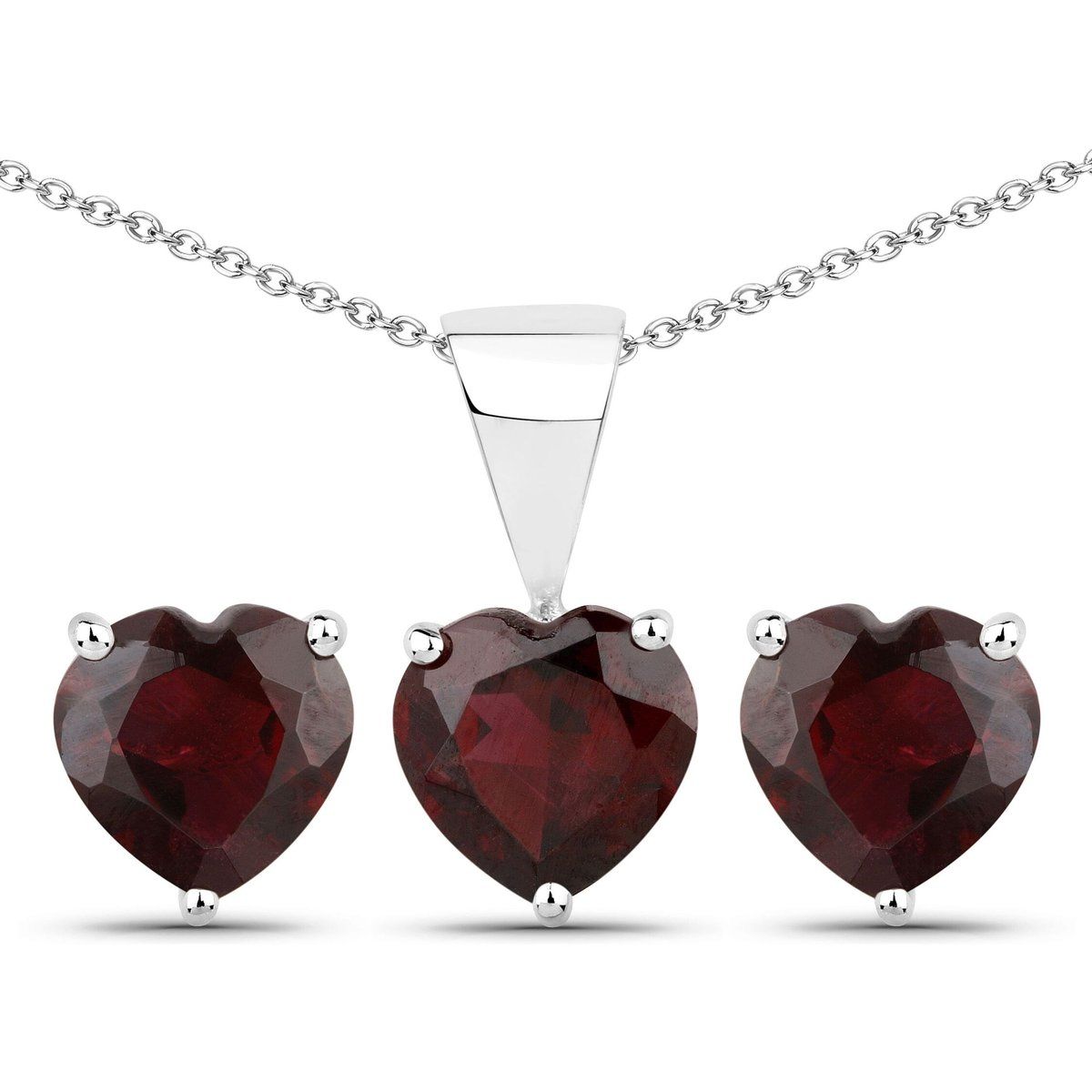 Herzförmiges Granat-Schmuckset