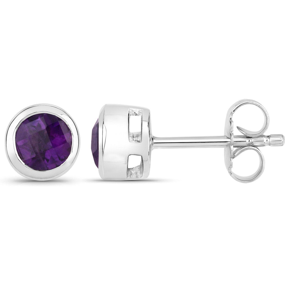 Runde Amethyst-Ohrstecker mit Zargenfassung