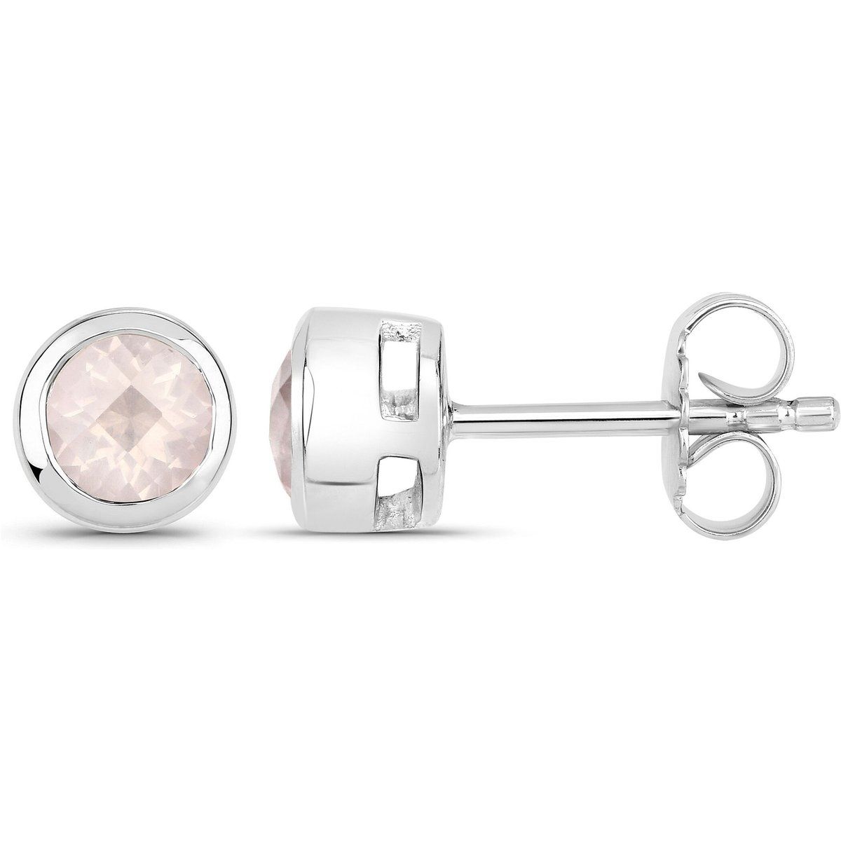 Ohrstecker mit Rosenquarz in Zargenfassung