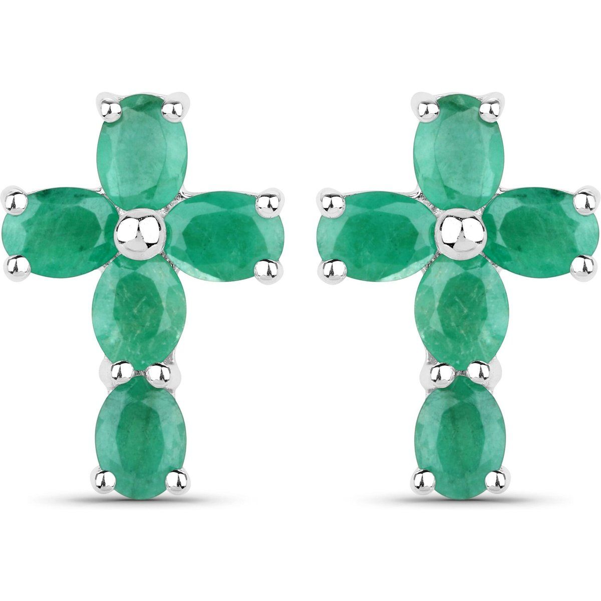 Silber-Ohrstecker mit Smaragd-Kreuz