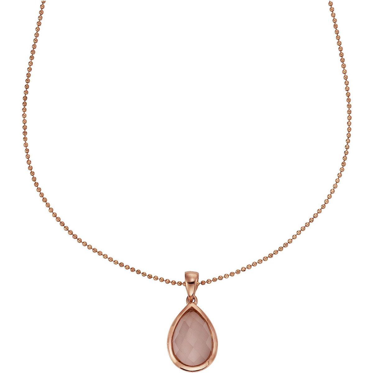 Kette mit Rosenquarz-Tropfenanhänger