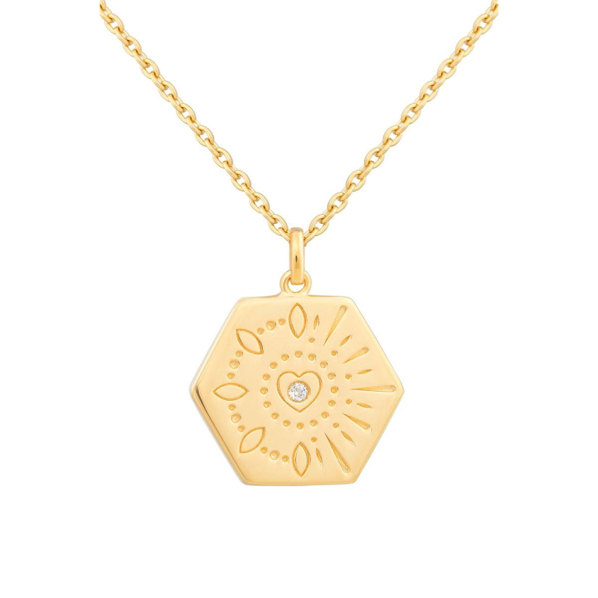 Hexagon Anhängerkette mit Herz-Motiv