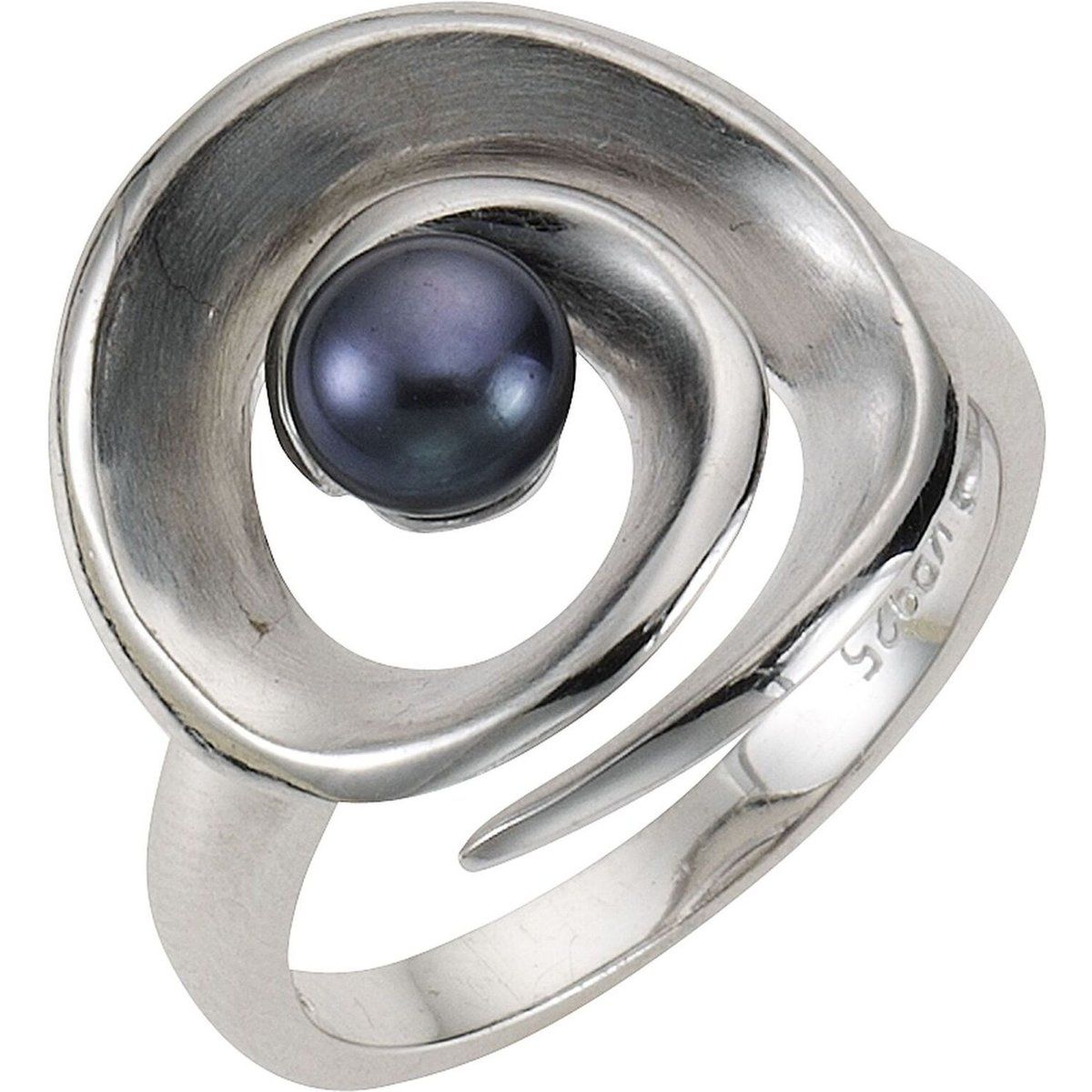 Spiralring aus Silber mit Perle