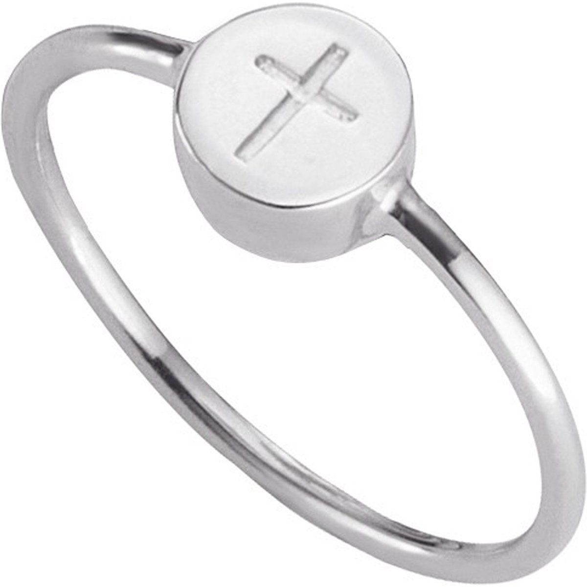 Minimalistischer Silberring mit Kreuzsymbol