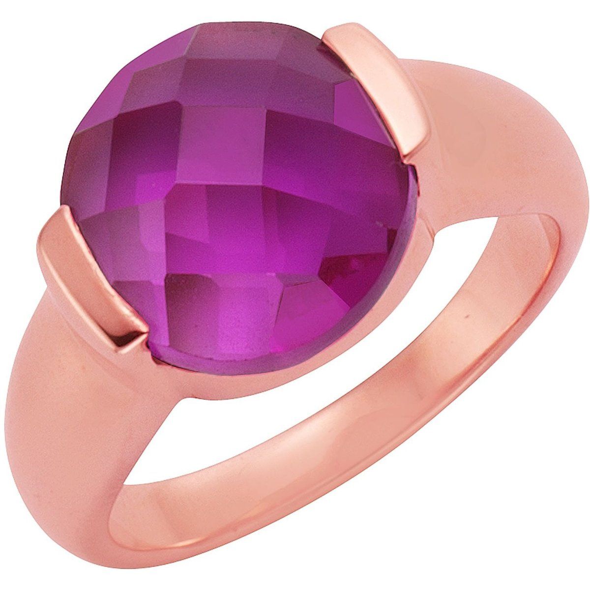 Großer facettierter Ring mit pinkem Quarz