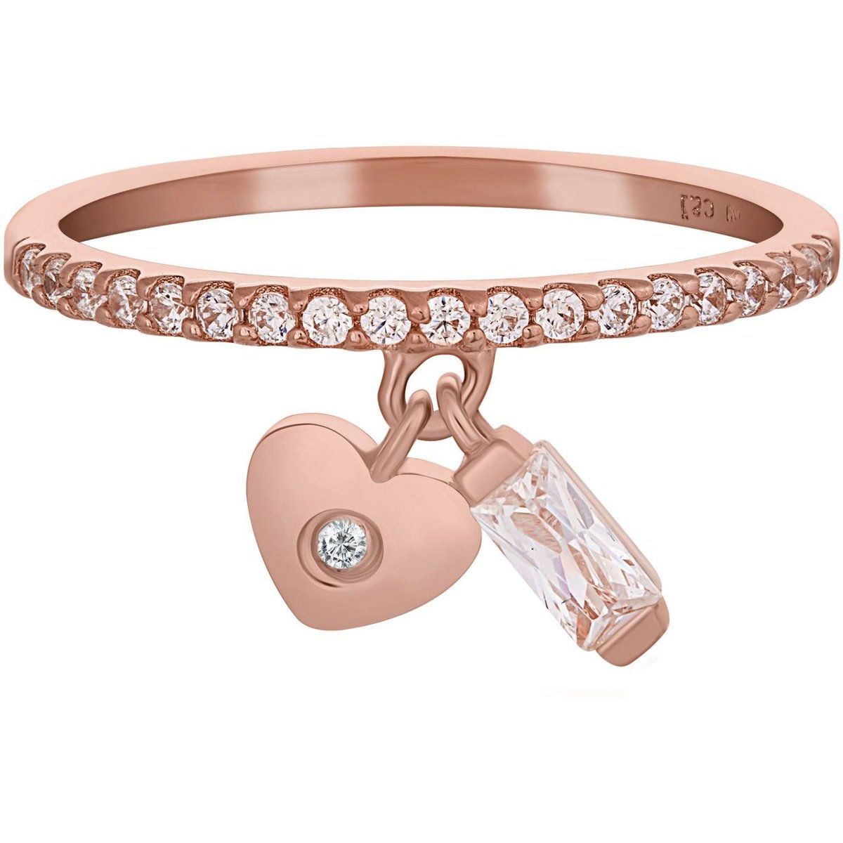 Eleganter rosévergoldeter Ring mit Anhängern