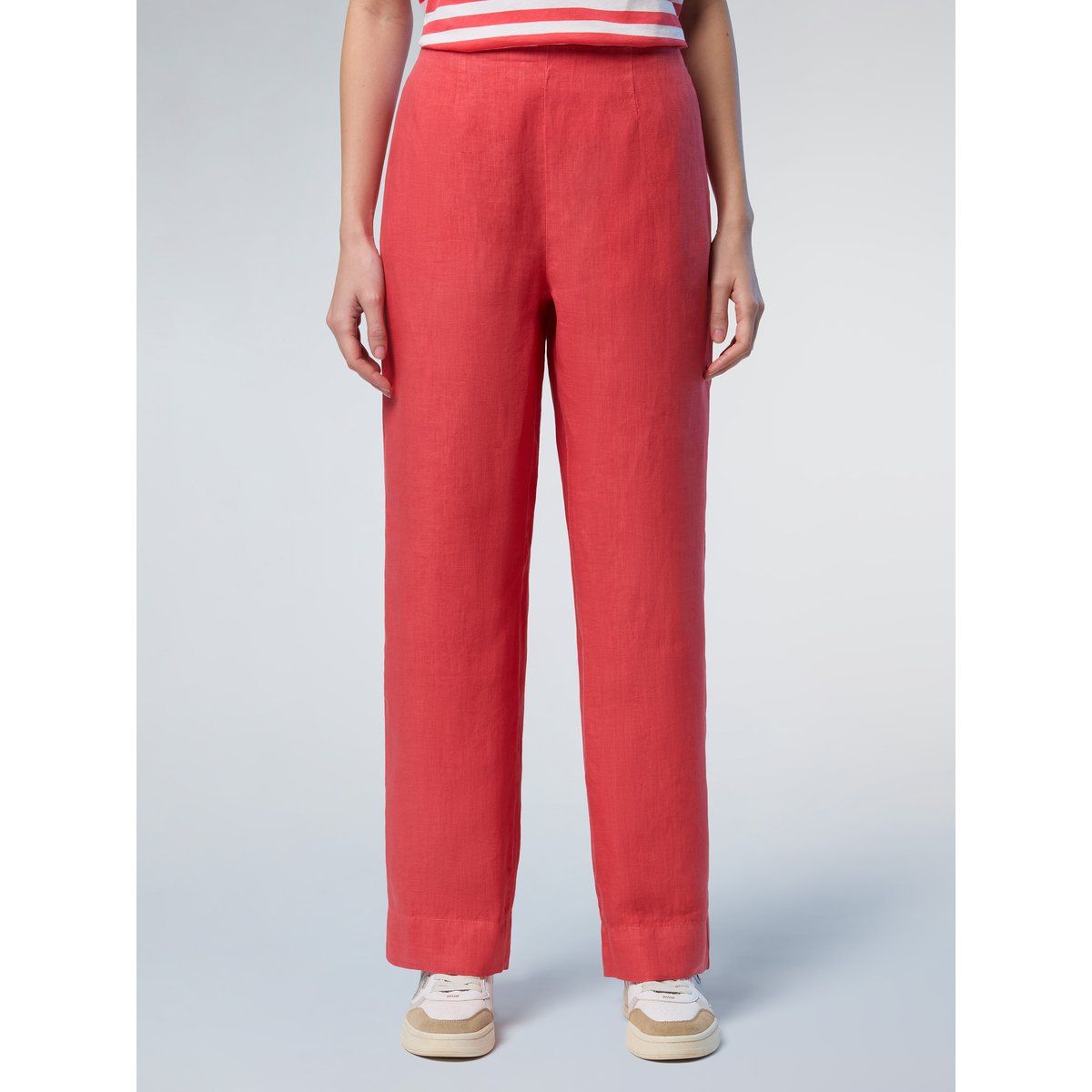 Weite Leinenhose mit hoher Taille