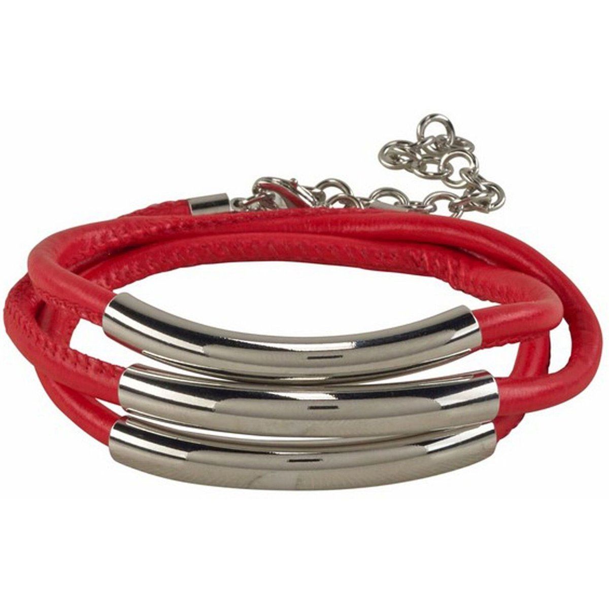 Wickelarmband aus Kunstleder mit Metallröhren