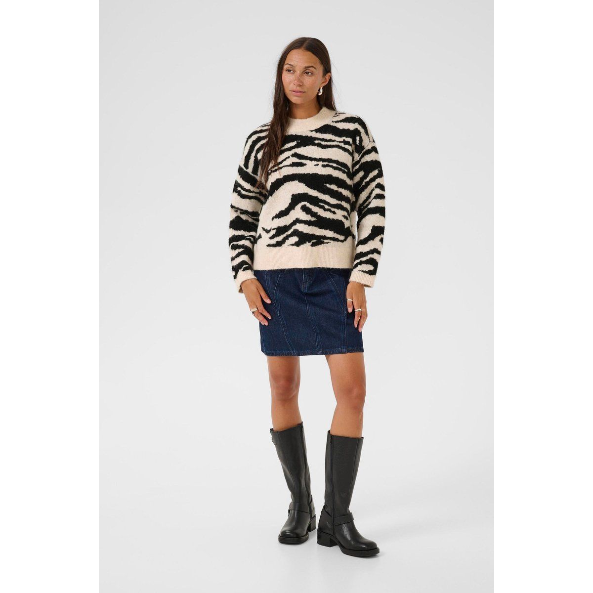 Oversize Strickpullover mit Zebramuster