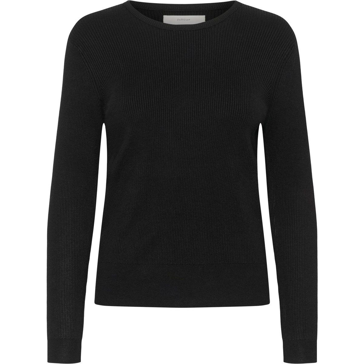 Rippstrick-Pullover mit Rundhalsausschnitt und Langarm