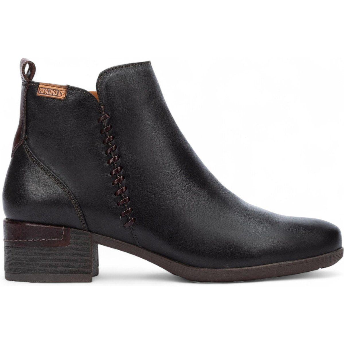 Klassische Leder-Stiefeletten mit Ziernaht